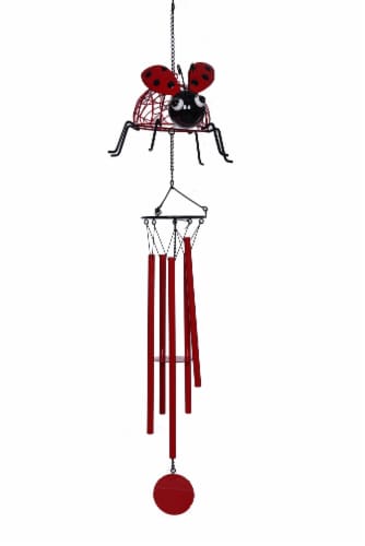 HD Outdoors Filigree Ladybug Wind Chime Perspective: front