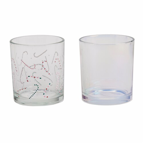 Holiday Home Candy Cane and Clear Iridescent Drinking Cup - Set of 2 Perspective: front
