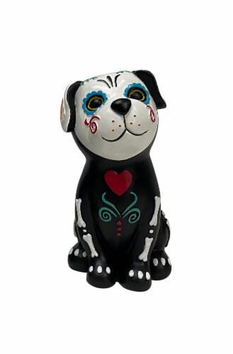 Holiday Home Day of the Dead Dog Figurine - Dia de los Muertos Perspective: front