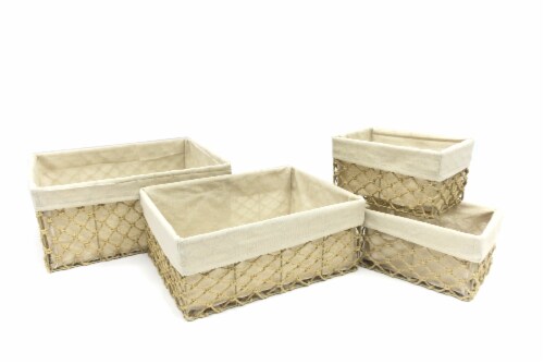 HD Designs Wire Woven with Liner Small Rectangular Paper Basket Perspective: front