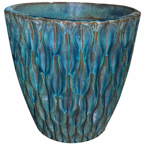 HD Outdoors Waverly Planter - Teal Perspective: front