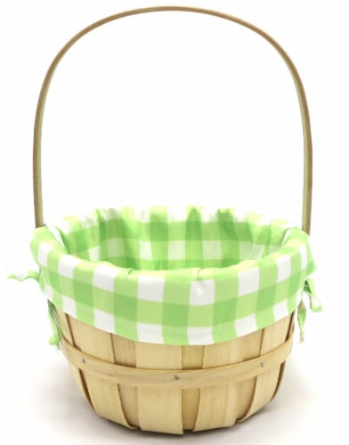 Holiday Home Easter Large Gingham Lined Basket - Green Perspective: front