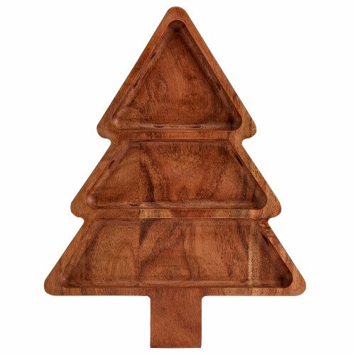 Holiday Home 3 Section Tree Wood Tray Perspective: front