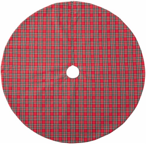 Holiday Home 48" Plaid Christmas Tree Skirt Holiday Décor - Red and Green Perspective: front