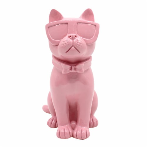 Holiday Home Sitting Cat Decor - Pink Perspective: front