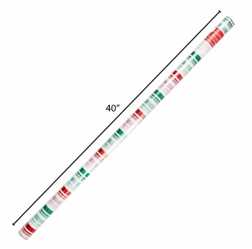 Holiday Home 40 In x 6 Ft Candy Cane Stripe Gift Wrap Roll Perspective: front