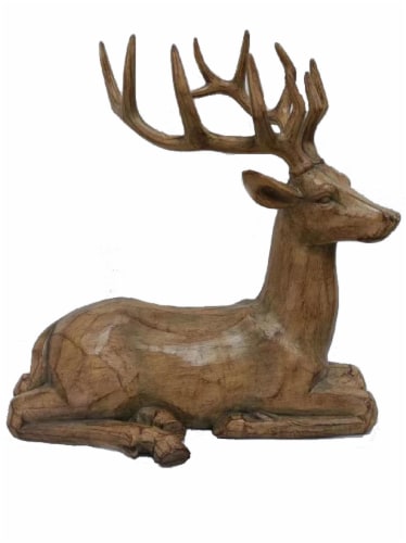 HD Designs Resin Sitting Deer Dark Wood Perspective: front