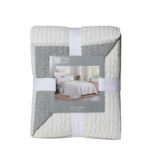 HD Designs® Stripe King Quilt - Grey Perspective: front