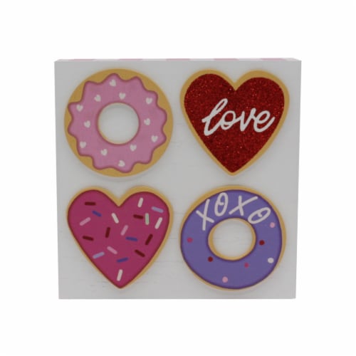 Holiday Home Valentine's Day Donuts Love Table Sign Perspective: front
