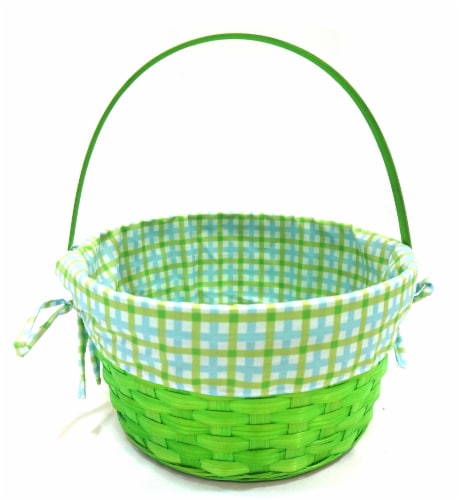HH 10in Lined Bamboo Basket - Green Perspective: front