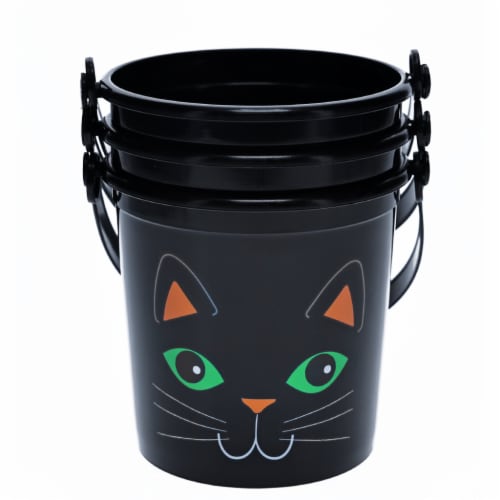 Holiday Home Black Cat Mini Halloween Treat Buckets Perspective: front