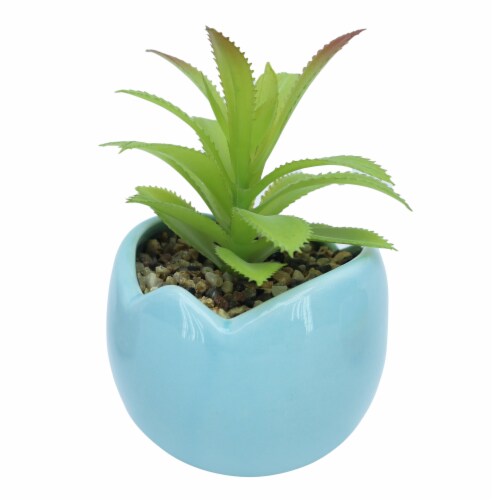 Holiday Home Mini Planter Easter Table Decor - Blue Perspective: front