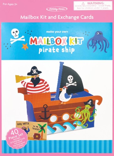 Holiday Home Valentine's Exchange Cards DIY Pirate Ship Mailbox Kit Perspective: front