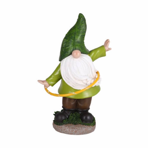 HD Designs Outdoors Chasing Lights Solar Hula Hoop Garden Gnome - Lime Perspective: front