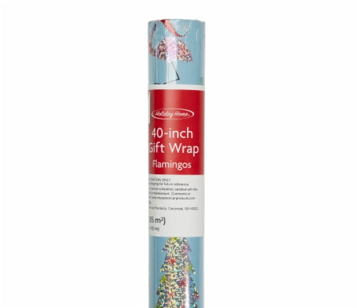 Holiday Home Flamingos Gift Wrap Perspective: front
