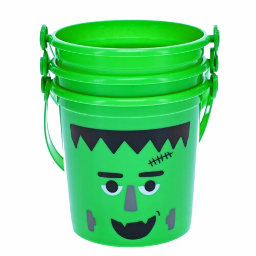 Holiday Home Frankenstein Mini Halloween Treat Buckets - Green Perspective: front