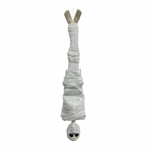 Holiday Home Hanging Dressed Skeleton Mummy Perspective: front