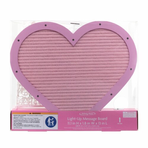 Holiday Home Valentine's Day Pink Heart Light Up Message Board Perspective: front