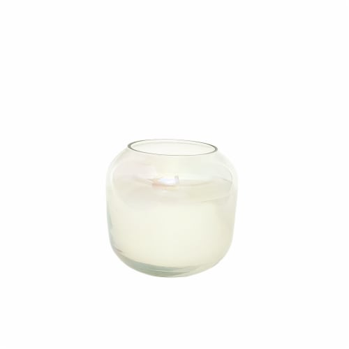 HD 6oz Iridescent Short Rounded Glass Candle White Perspective: front