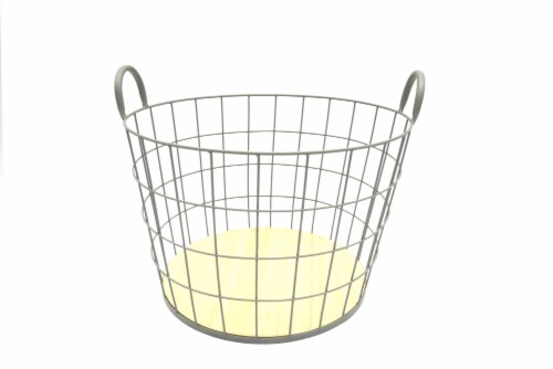 HD Designs Large Round Wire Basket with Wooden Bottom Perspective: front