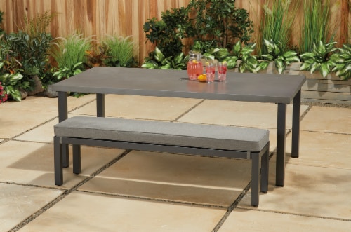HD Designs Outdoors Matteo Dining Table and Two-Seat Bench Perspective: front