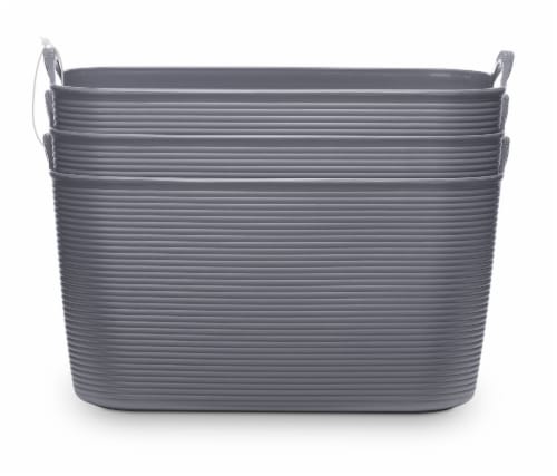 Everyday Living Medium Ribbed Bins - Gray Perspective: front