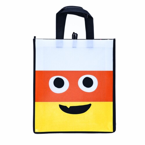 Holiday Home Candy Corn Face Halloween Treat Bag Perspective: front