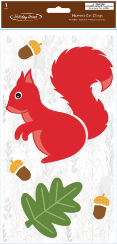 Holiday Home Squirrel Autumn Fall Gel Cling Perspective: front