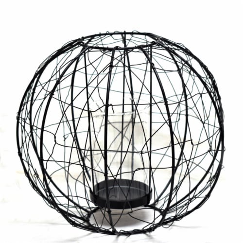 HD Designs Iron Wire & Glass Hurricane Candle Holder Perspective: front