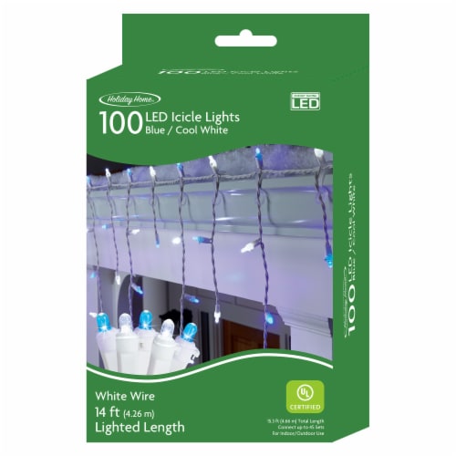 Holiday Home 100 ct White Wire Cool White Icicle LED Christmas Lights Perspective: front