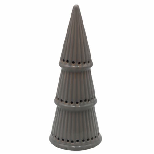 Holiday Home LED Ceramic Stacked Tree - Grey Perspective: front