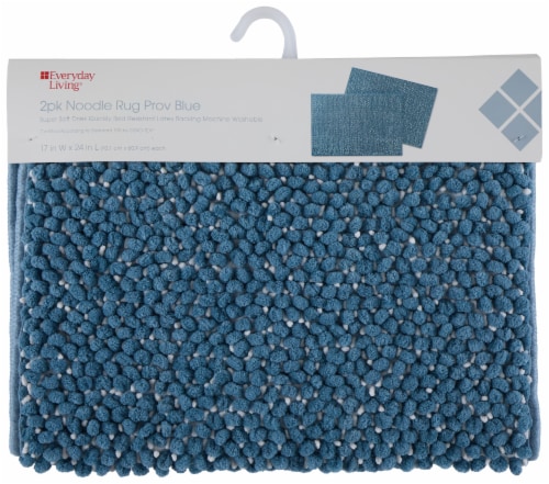 Everyday Living 100% Polyester Noodle Bathmat - 2 Pack - Provincial Blue Perspective: front