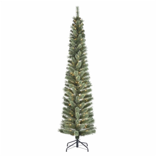 Holiday Home 7' Cashmere Fir Pencil Tree Christmas Decor - Clear Lights Perspective: front
