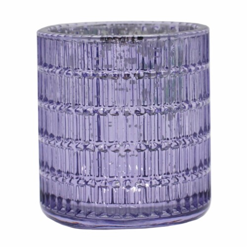 Holiday Home Easter 3.5in Glass Mercury LED Tealight Holder - Purple Perspective: front
