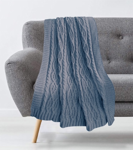 HD Designs Chunky Knit Chenille 50x60 Throw - Blue Perspective: front