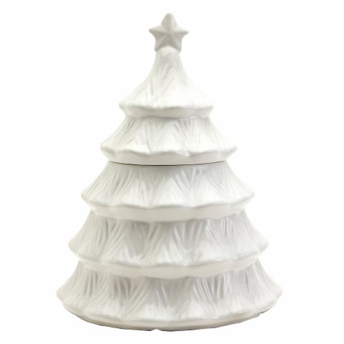 Holiday Home Tree Cookie Jar With Lid Perspective: front