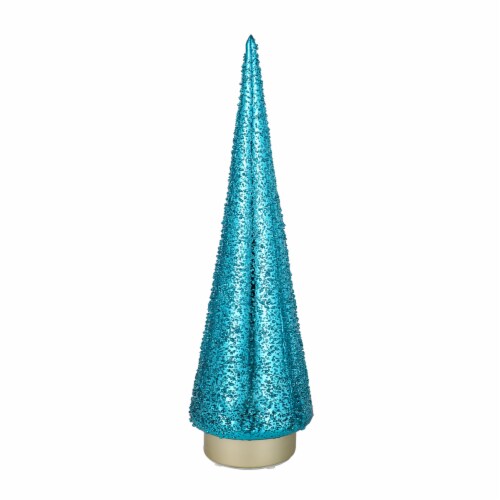 Holiday Home 14" LED Glass Christmas Tree Decor - Blue Perspective: front