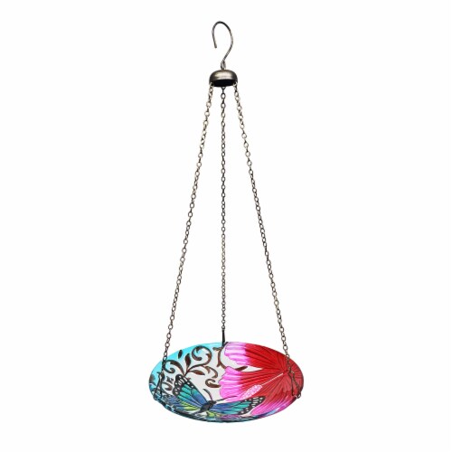 HD Designs Outdoors Handpainted Butterfly Hanging Birdbath Perspective: front