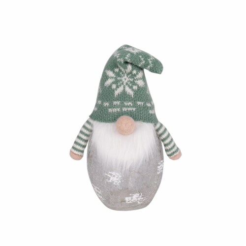 Holiday Home 11" LED Crackle Glass Gnome Christmas Décor - Green Perspective: front