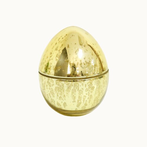 Holiday Home Yellow Glass Egg Candle Perspective: front