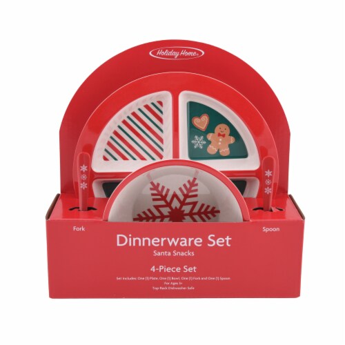 Holiday Home Kids Dinnerware - Santa Snacks Santa - Set of 3 Perspective: front