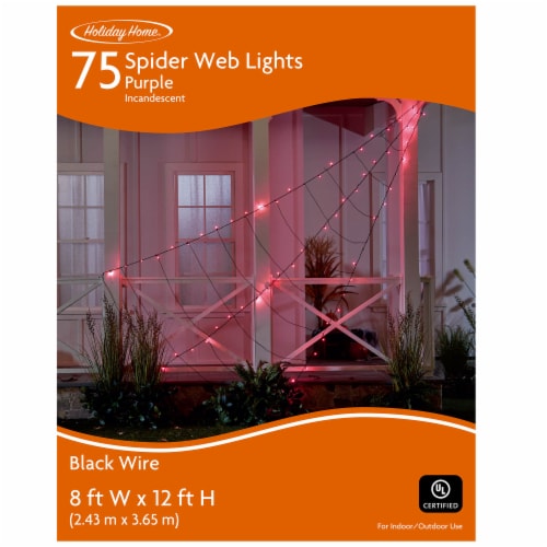 Holiday Home 75 ct Giant Purple Halloween Web Lights Perspective: front