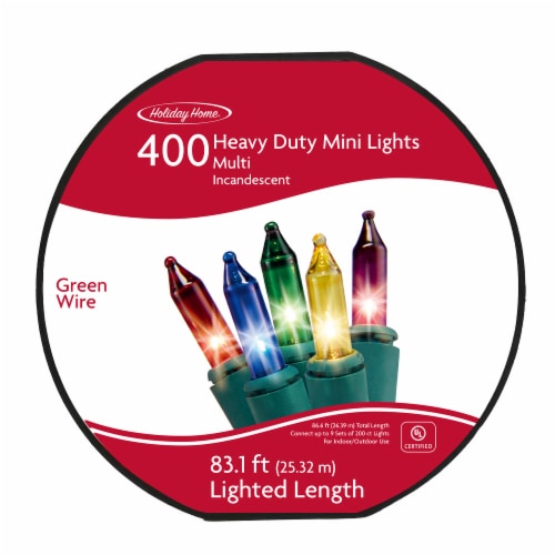 Holiday Home 400 ct Green Wire Mini Christmas Lights - Multi Perspective: front