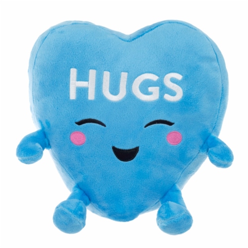 Holiday Home 9.5 Inch Blue Heart Plush Perspective: front