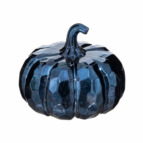 Holiday Home LED Faceted Plastic Pumpkin - Blue Perspective: front