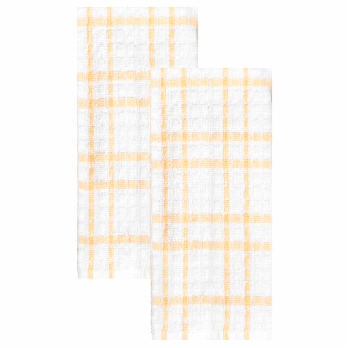 Everyday Living Grid Kitchen Towels - Yellow Perspective: front