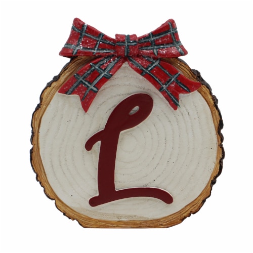 Holiday Home Tree Stump Monogram L Christmas Holiday Décor Perspective: front