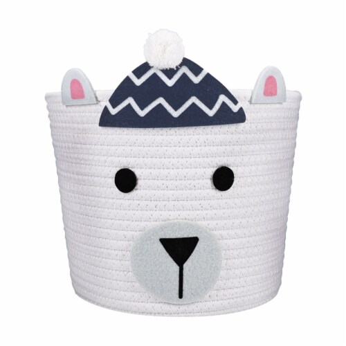 Lucky Star Holiday Polar Bear Rope Basket Perspective: front
