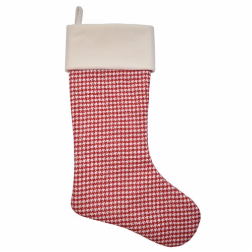 Holiday Home Monogram Houndstooth Stocking Blank - Red Perspective: front