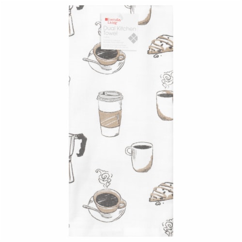 Everyday Living Dual Terry Kitchen Towel - Coffee Perspective: front